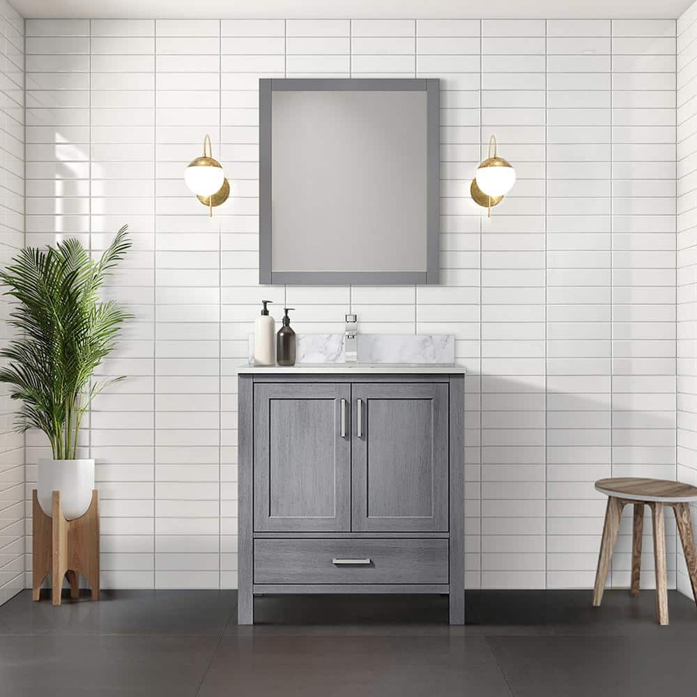 Jacques 30" Distressed Grey Solid Birch Bathroom Vanity