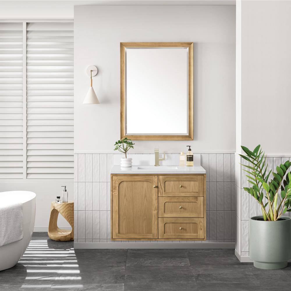 Laurent 36'' Light Natural Oak Single Vanity with Quartz Top