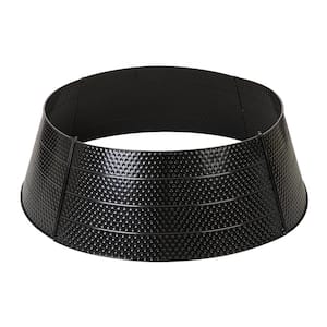 40.5 in. D Christmas Black Hammered Metal Tree Collar (KD)