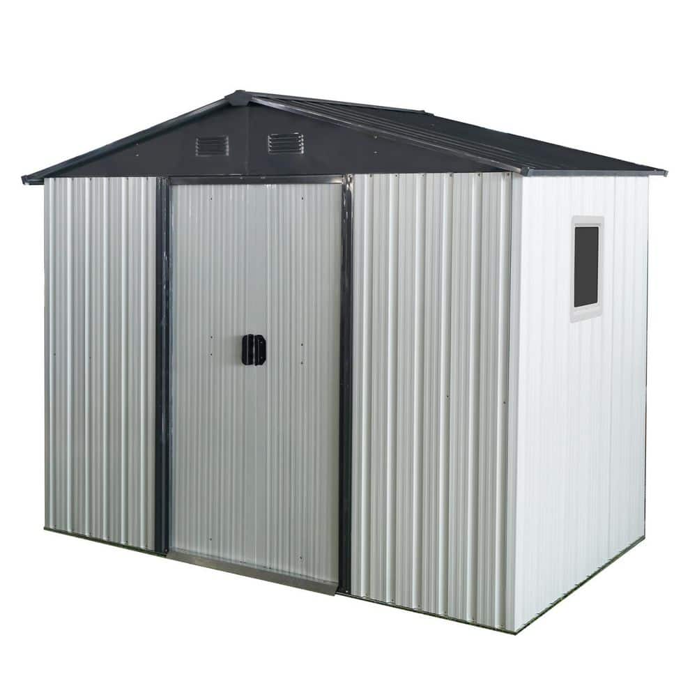 8 ft. x 4 ft. White Metal Outdoor Storage Shed with Window and Transparent plate (32 sq. ft.) price history on PriceWatchPro