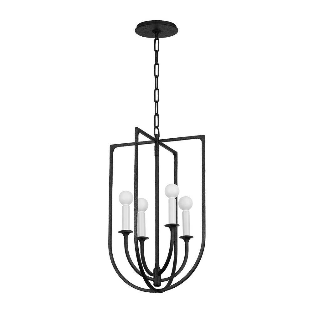 Troy Lighting Kael 14 in. 4-Light Black Iron Finish Pendant Light F3214 ...