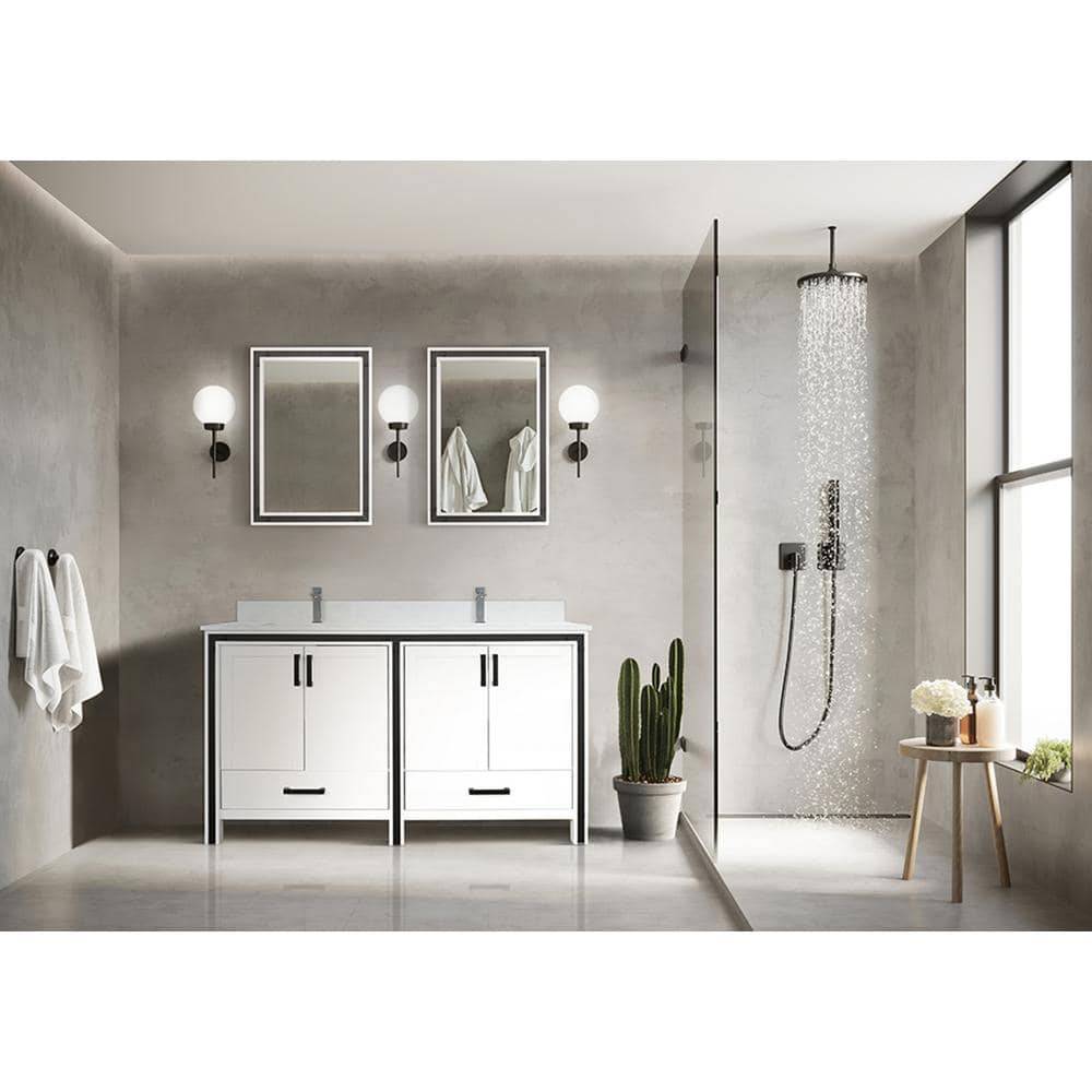 Ziva 60" White Freestanding Double Bathroom Vanity