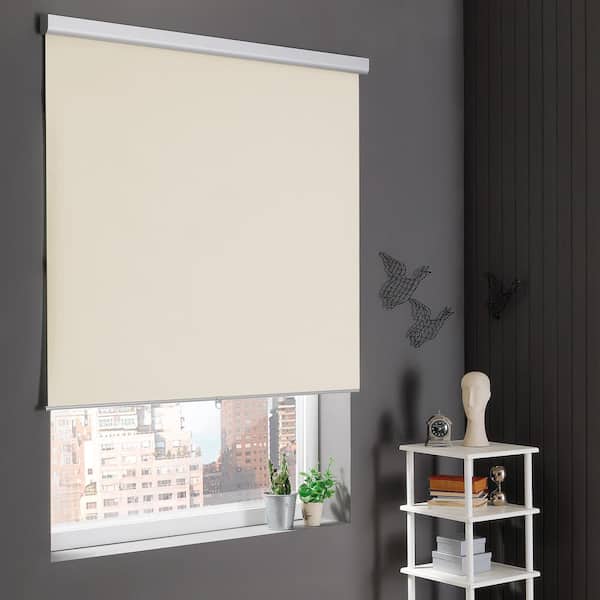 Home Decorators Collection Cream Cordless Stain Resistant Blackout Roller Shades 34 in. W x 72 in. L