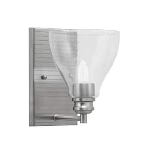 Albany 1-Light Brushed Nickel 6.25 in Wall Sconce with Clear Bubble Glass Shade