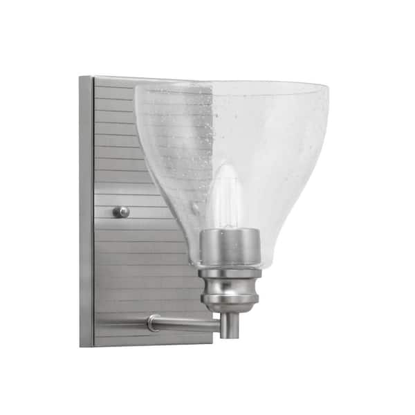 Unbranded Albany 1-Light Brushed Nickel 6.25 in Wall Sconce with Clear Bubble Glass Shade