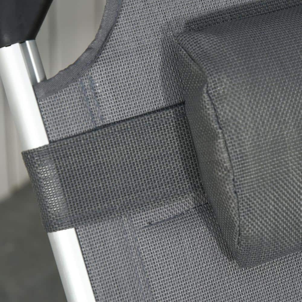 Gray Aluminum Armless Foldable Outdoor Chaise Lounge Chair