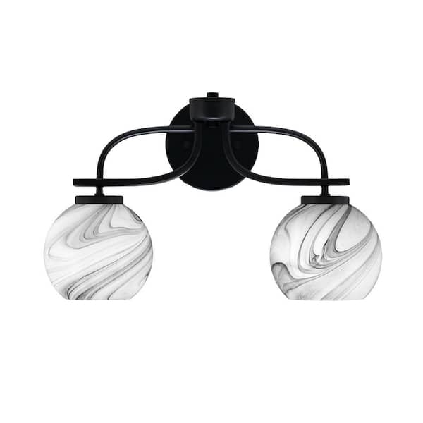 Unbranded Olympia 17.5 in. 2-Light Matte Black Vanity Light