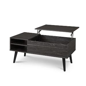 Furniture of America Medrum 36 in. Antique Black Square Solid Wood Coffee Table with Storage