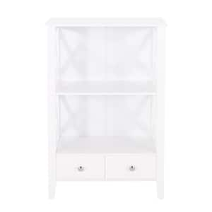 23.75 in. W x 12.50 in. D x 36.50 in. H White Linen Cabinet with 2-Drawers