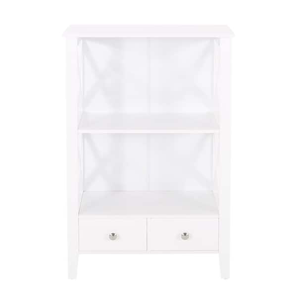 Flynama 23.75 in. W x 12.50 in. D x 36.50 in. H White Linen Cabinet with 2-Drawers