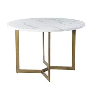 Buena White Wood 45 in. 4-Legs BaseDining Table 4-Seat for Living Room