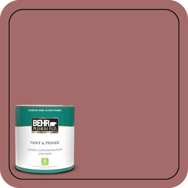 BEHR PREMIUM PLUS 1 qt. #S150-5 Vermilion Semi-Gloss Enamel Low Odor Interior Paint & Primer