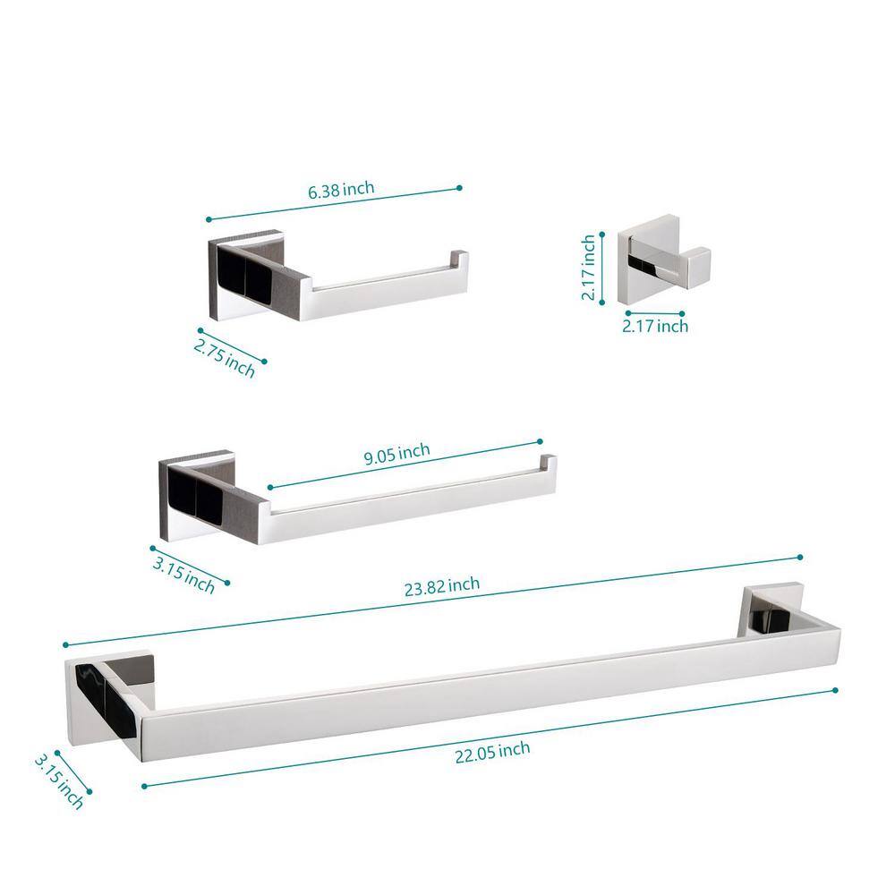 Chrome 8-Piece Stainless Steel Bathroom Hardware Set