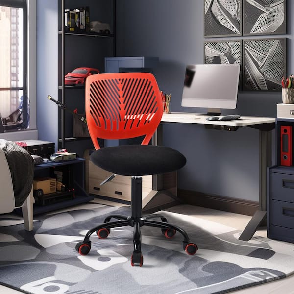 Carnation Fabric Adjustable Height Ergonomic Office Chair in Cherry Red & Onyx Black with Breath Back Swivel Study Chair