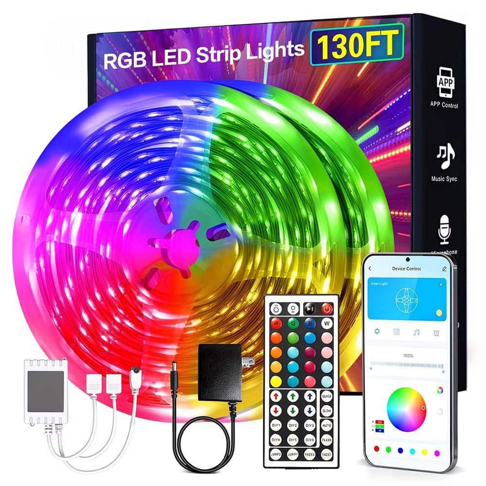 130 ft Smart Plug-In Dimmable Cuttable Color Changing Integrated LED Strip Light with 44 Keys Remote & Smart APP Control price history on PriceWatchPro