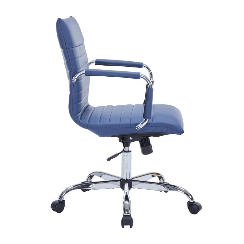 Harris Navy Blue Leatherette Swivel Office Chair with Steel Frame