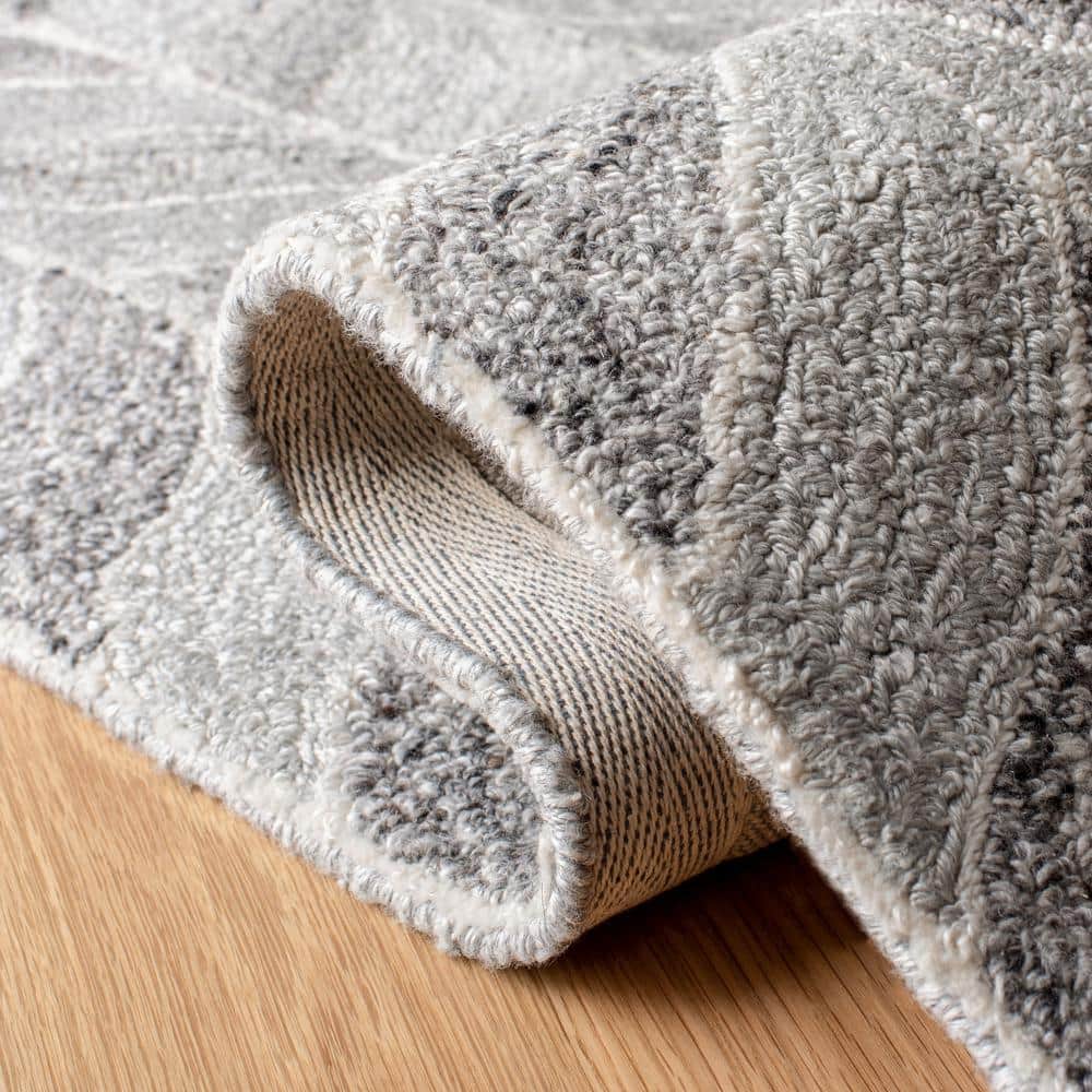 Handmade Abstract Gray Wool-Viscose Blend 8' x 10' Area Rug