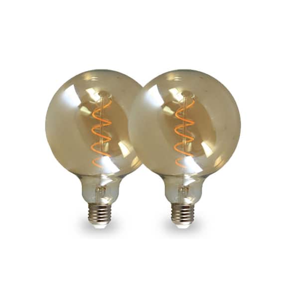 NorbCOZY 4W Equivalent Relaxing G40 2200K Dimmable Warm Amber Spiral Cozy Vintage Edison LED Light Bulb (2-Pack)