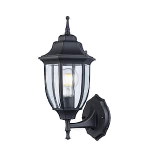1-Light Black Dusk to Dawn Outdoor Wall Light Fixture with Clear Glass