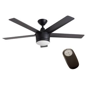 Merwry 48 in. Integrated LED Indoor Matte Black Ceiling Fan with Light Kit and Remote Control