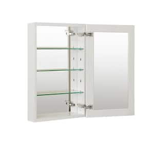 12 in. W x 24 in. H Rectangular White Aluminum Recessed/Surface Mount Medicine Cabinet with Mirror