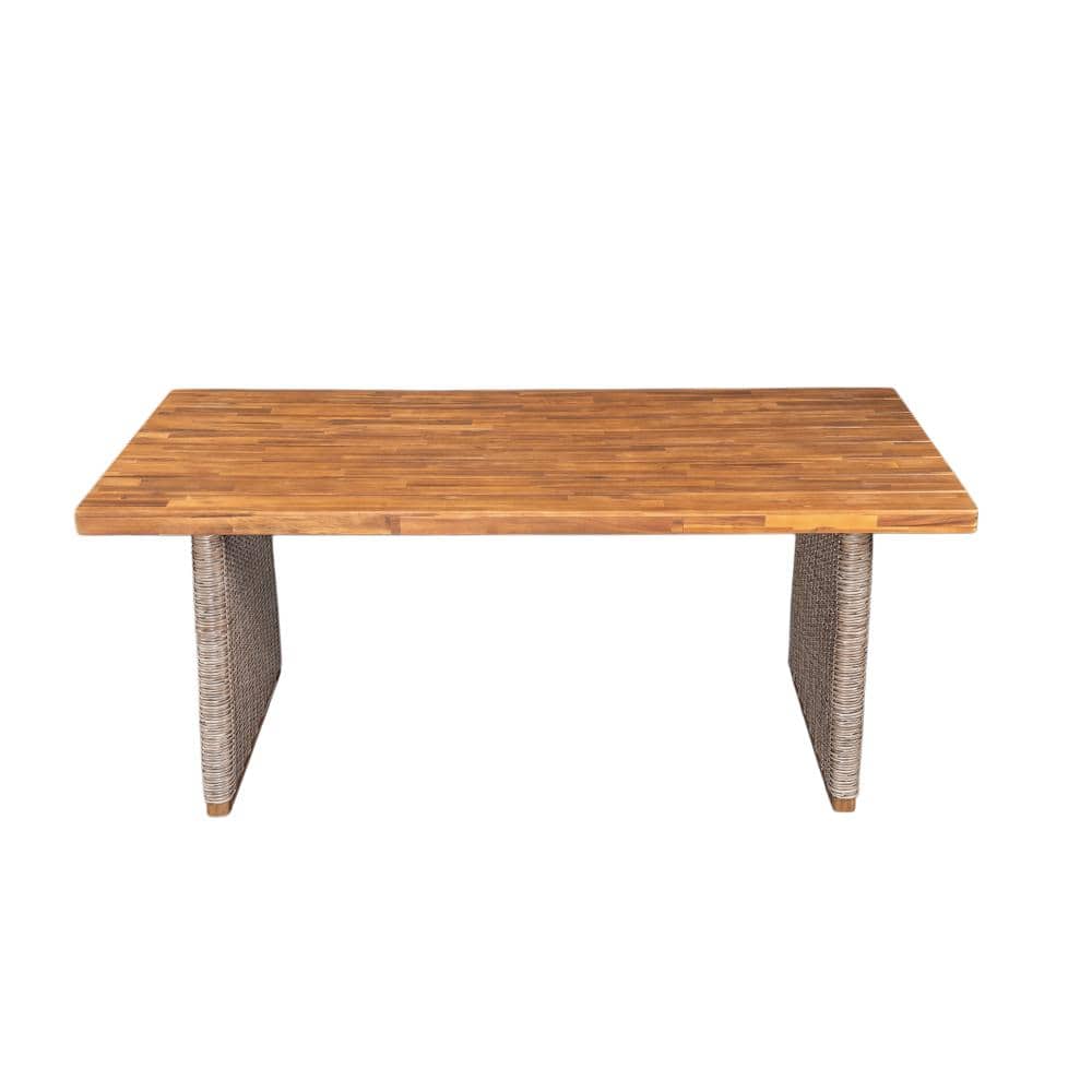 Teak Acacia Wood Dining Table with Brown Wicker price history on PriceWatchPro