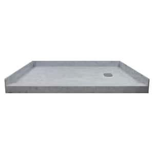 Ready to Tile 60 in. L x 30 in. W Single Threshold Alcove Shower Pan Base with Right Drain in Dark Grey