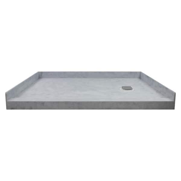 Transolid Ready to Tile 60 in. L x 30 in. W Single Threshold Alcove Shower Pan Base with Right Drain in Dark Grey