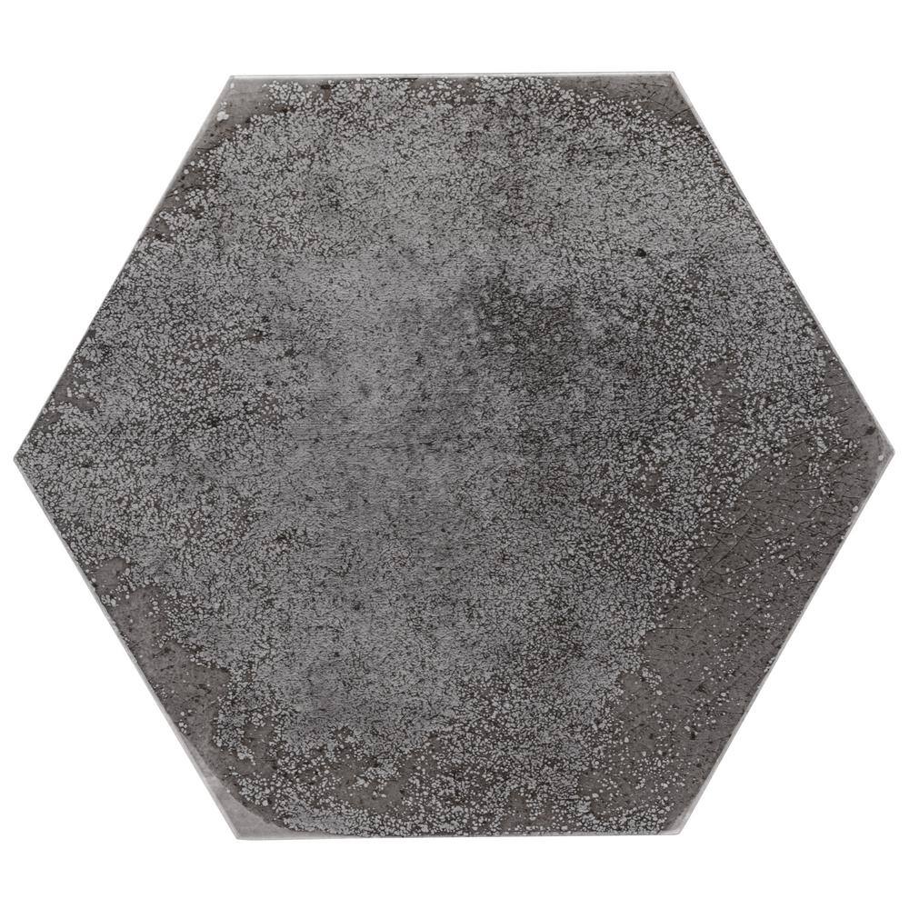 Vandalay Hex 9.13 in. x 10.51 in. Polished Gray Porcelain Tile