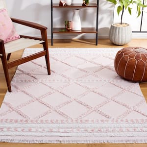 Augustine Pink/Ivory 4 ft. x 4 ft. Braided Diamonds Square Area Rug