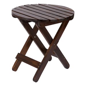 Adirondack Burnt Brown Round Wood Outdoor Side Folding Table