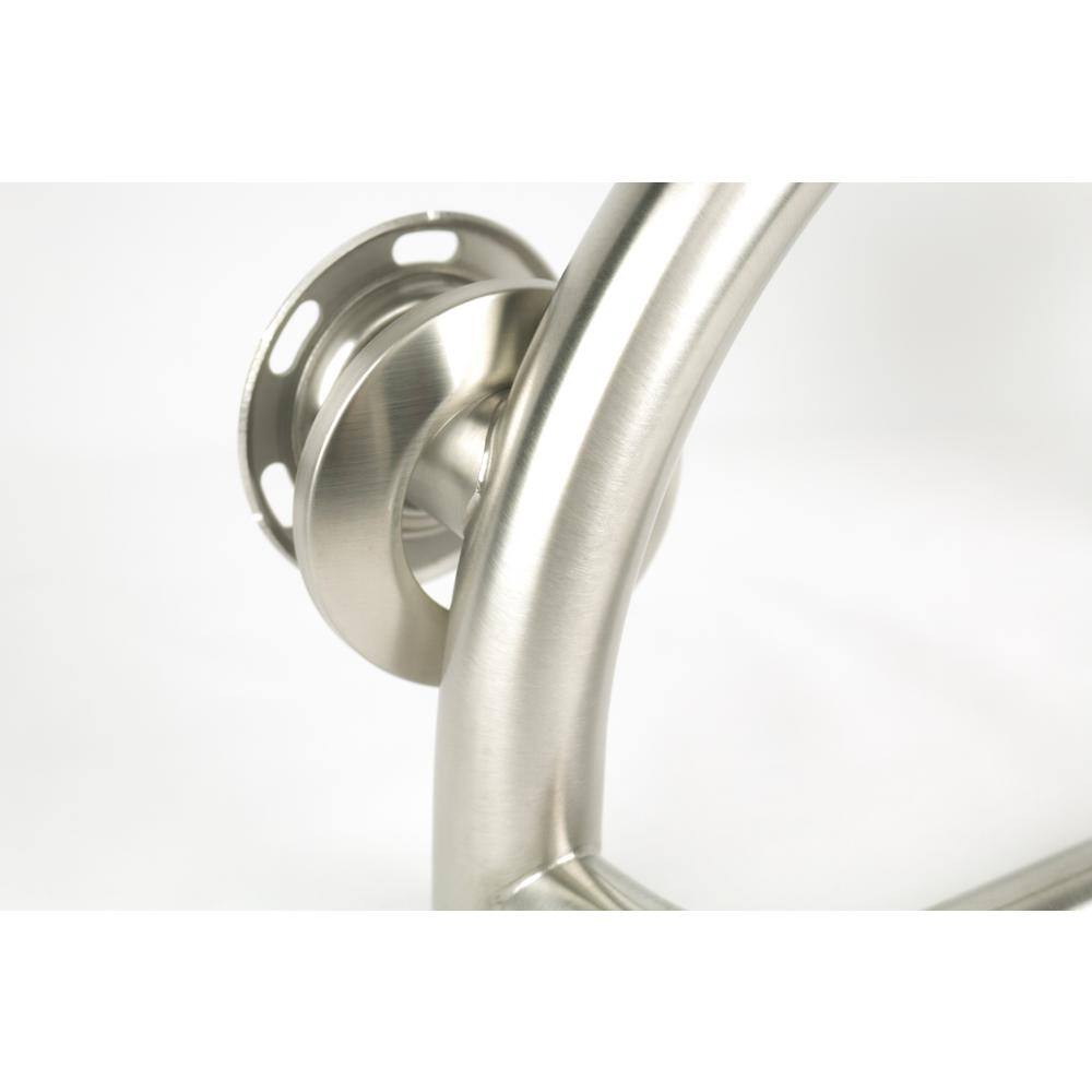 Brushed Nickel Satin Curved Grab Bar with Toilet Paper Holder