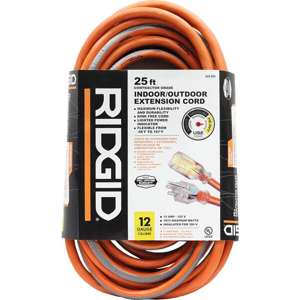RIDGID 25 ft. 12/3 Outdoor Extension Cord