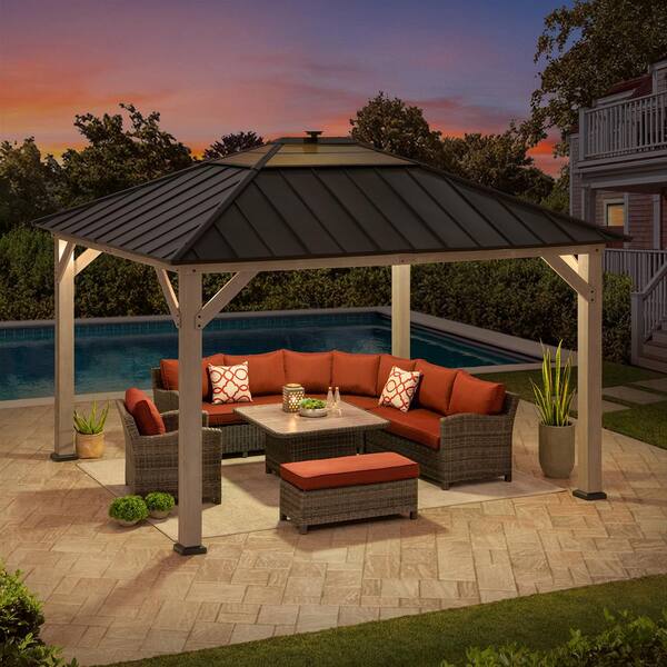 ⑦ aka_tombo_358❀です✩.*˚ Sunjoy Mavis 15 ft. x 13 ft. Cedar Framed Gazebo with Black