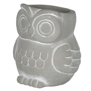 Large Natural Cement Owl Planter