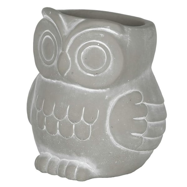 CHG CLASSIC HOME & GARDEN Small Natural Cement Owl Planter