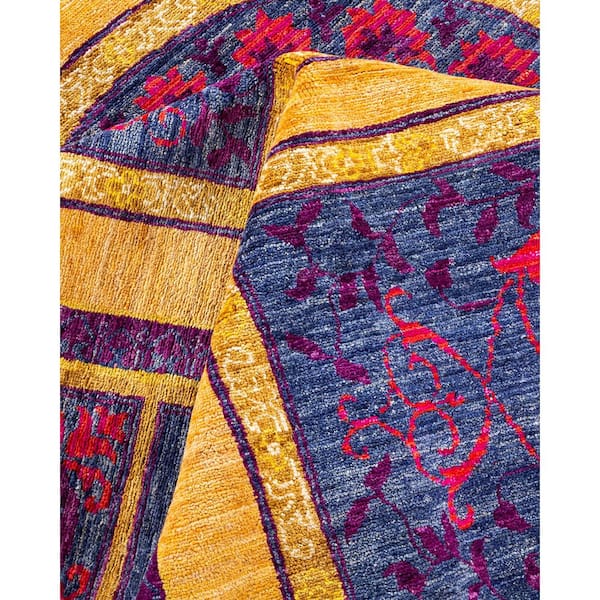 Eclectic Yellow 9 ft. x 12 ft. Geometric Wool Indoor Area Rug