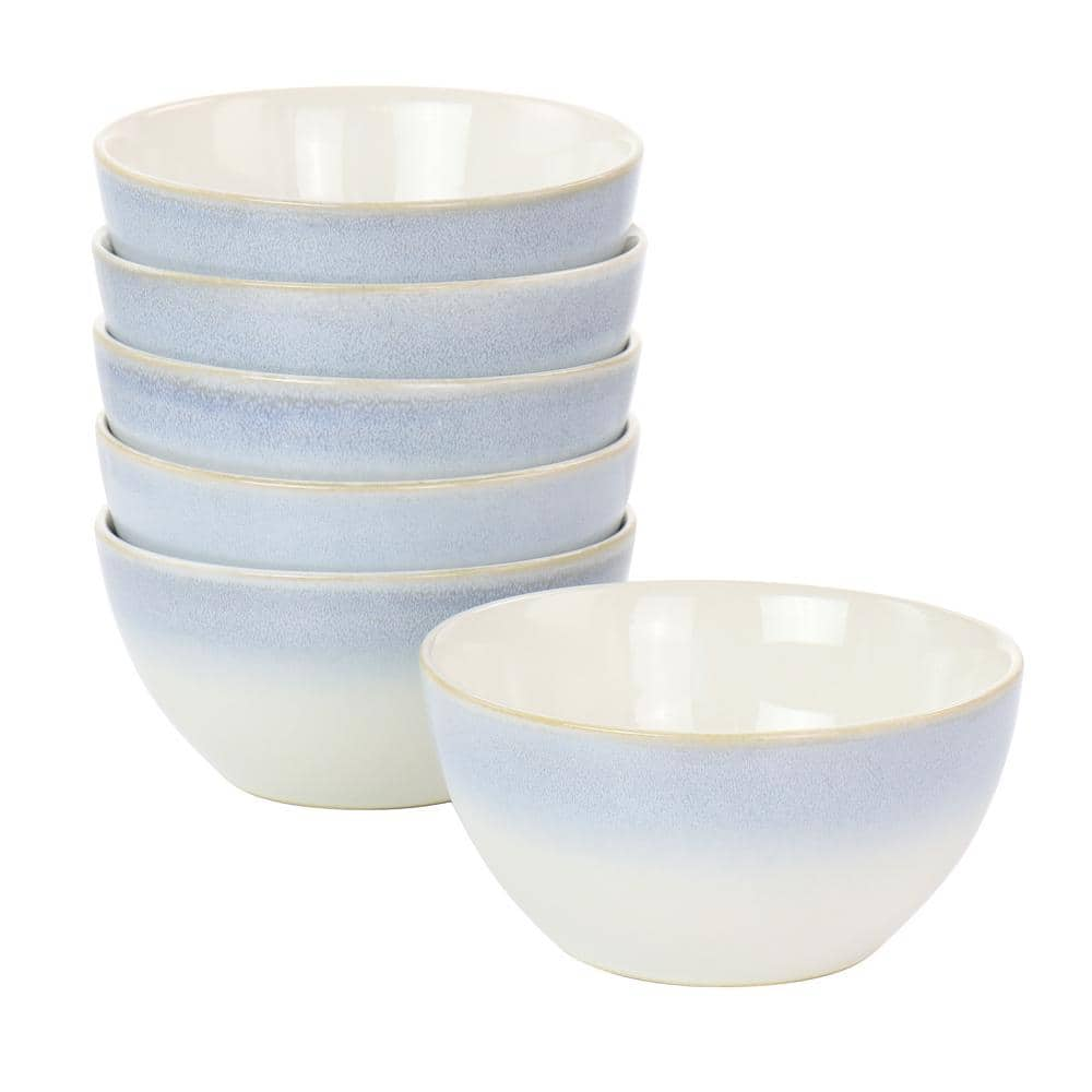 MARTHA STEWART Blue Rim 20 fl.oz 6in Blue Stoneware Cereal Bowl Set of ...