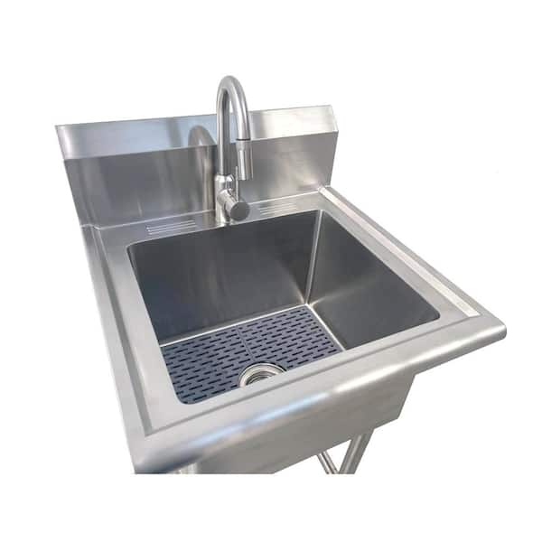 VEVOR Stainless Steel Utility Sink 39.4 x 19.1 x 37.4 in. Free Standing Single Bowl Commercial Kitchen Sink, NSF Certified, Silver