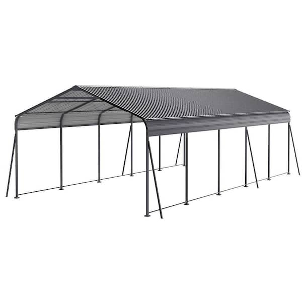 13 ft. W x 26.5 ft. D x 9 ft. H Black Metal Carport with Galvanized Steel Roof for Car
