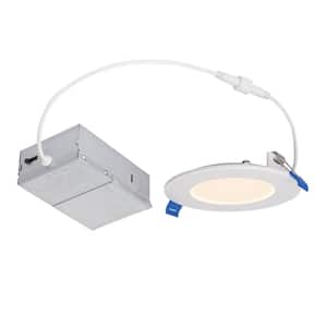 4 in. Slim 2700K/5000K Selectable New Construction Canless Integrated LED Recessed Light Kit for Shallow Ceilings