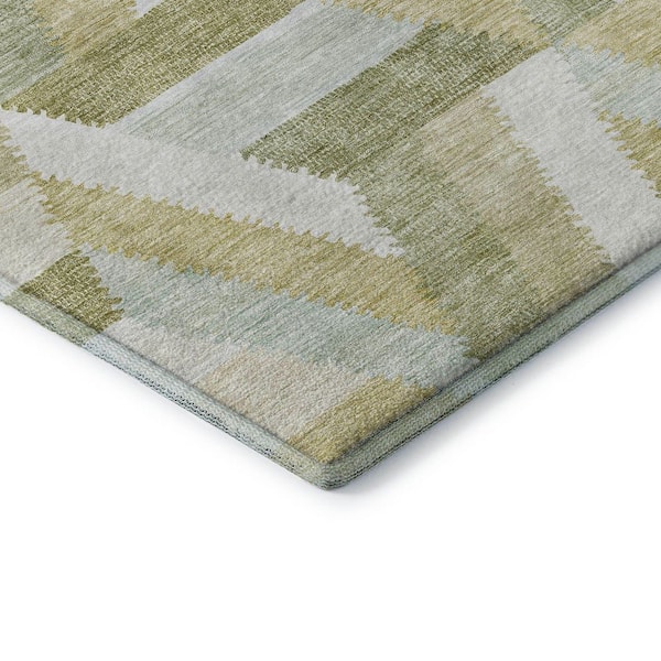 Mayfield Premium Machine Washable Abstract AMF1241 Aloe 5 ft. x 7 ft. 6 in. Area Rug