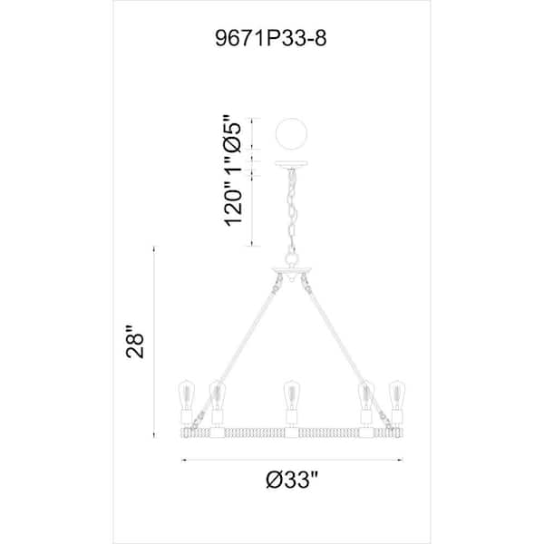 Ganges 8 Light Up Chandelier With Black Finish