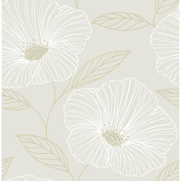 A-Street Prints Grey Mythic Dove Floral Wallpaper Border Sample