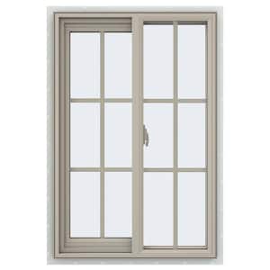 23.5 in. x 35.5 in. V-2500 Series Desert Sand Vinyl Left-Handed Sliding Window with Colonial Grids/Grilles
