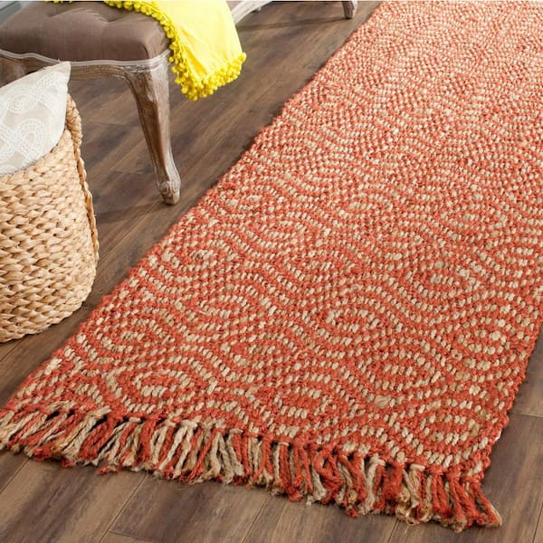 Natural Fiber Rust 3 ft. x 16 ft. Geometric Runner Rug