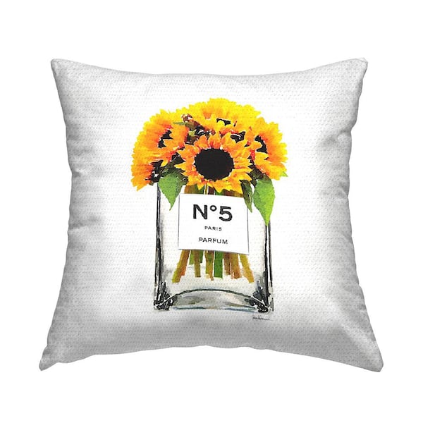 Sunflower Blooms Stylish Perfume Yellow Square Outdoor Throw Pillow