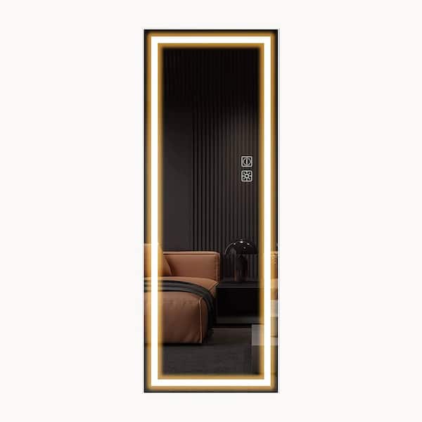 Unbranded 22 in. W x 65 in. H Rectangular Aluminum Framed LED Wall Mount or Floor Standing Dimmable Bathroom Vanity Mirror