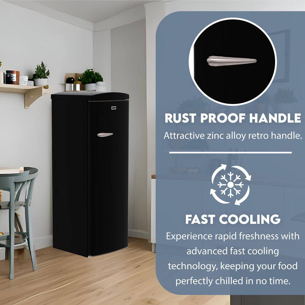 Black Retro Single Door Refrigerator with Frost Free Technology