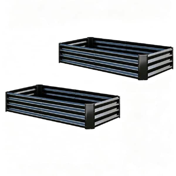 6×3×1 ft Black Rectangle Outdoor Galvanized Metal Raised Garden Beds(2-Pack)